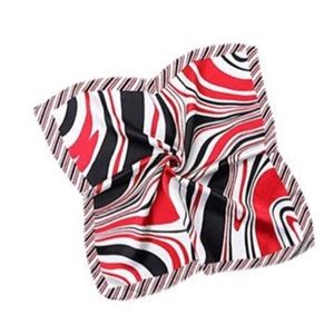 Red & Black Print Square Neckerchief Bag Scarf